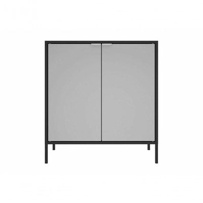 Balcão Alto Multiúso Itatiaia Smart - 2 Portas - Preto C- Cinza Matte