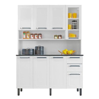 Armário De Cozinha Compacta Aço Itatiaia 140cm 8 Portas 2 Gavetas Branco