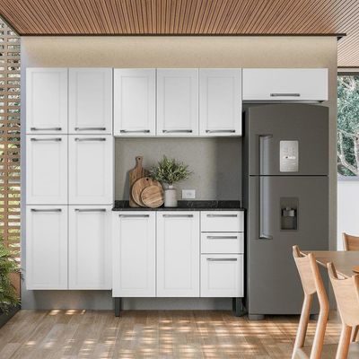 Cozinha Completa Itatiaia Florença 245cm Em Aço Branco