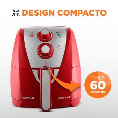 Fritadeira Elétrica Air Fryer Mondial AFN-40-RI 4L Inox/Vermelha - 127V UNICA