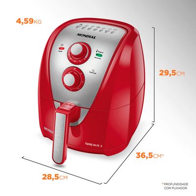 Fritadeira Elétrica Air Fryer Mondial AFN-40-RI 4L Inox/Vermelha - 127V UNICA