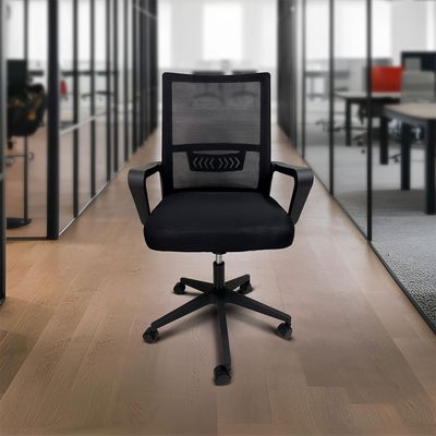 Cadeira de Escritório com Rodinhas HY-690 com Elevador á Gás GL Preto