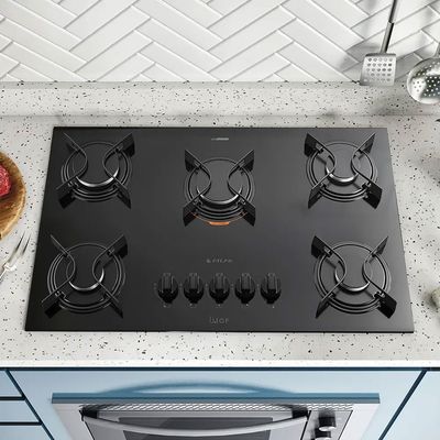 Cooktop U Top 5 Bocas com Mesa de Vidro Atlas Preto / Bivolt