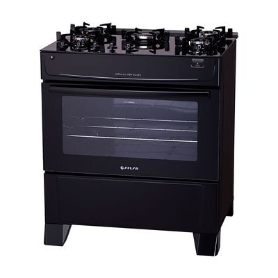 Fogão Atlas 5 Bocas Mônaco Top Glass Com Acendimento Automático Preto / Bivolt