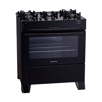Fogão Atlas 5 Bocas Mônaco Top Glass Com Acendimento Automático Preto / Bivolt