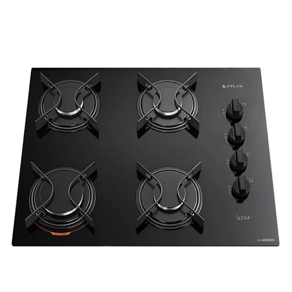 Cooktop U Top 4 Bocas com Mesa de Vidro Atlas Preto / Bivolt