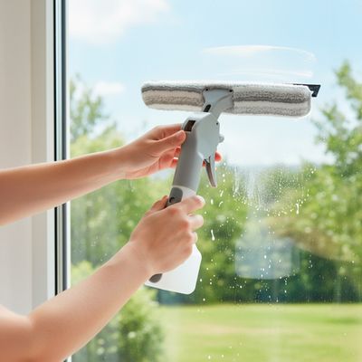 Rodo Limpa Vidros Spray 3 em 1 Reservatório - Limpador para Vidros com Spray Borrifa, Limpa e Seca com Precisâo