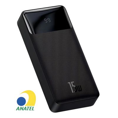 Carregador Emergência Tecnológico Preto 22.5W Display Rápido