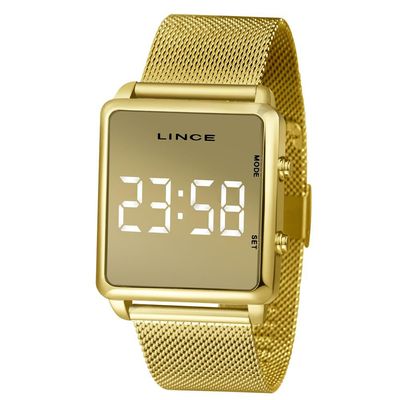 Relógio Lince Feminino Ref:Mdg4619l Bxkx Digital LED Dourado