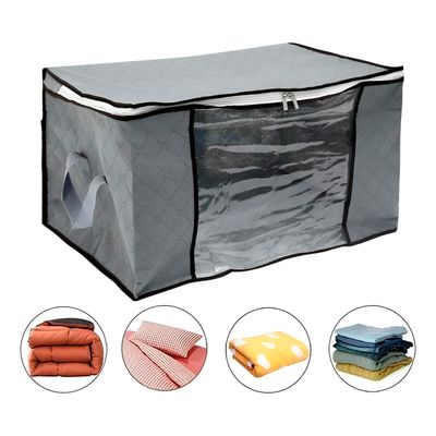 Saco Organizador Bolsa Roupas Cobertas Multifuncional  com Alças Reforçadas e Zíper – Roupas, Closet e Armário | Cinza