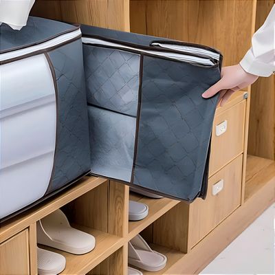 Saco Organizador Bolsa Roupas Cobertas Multifuncional  com Alças Reforçadas e Zíper – Roupas, Closet e Armário | Cinza