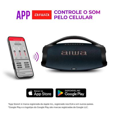 Caixa de Som 200 W RMS, IP66, Bluetooth, TWS AWS-BBS-01-LBL Aiwa Azul / Bivolt