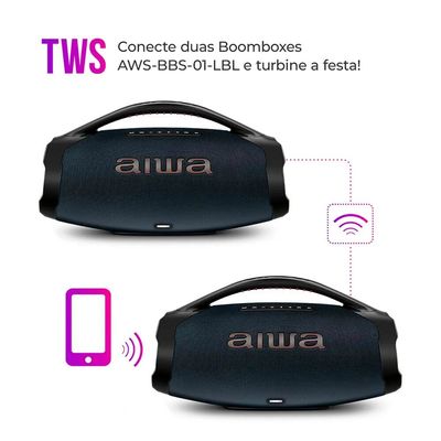 Caixa de Som 200 W RMS, IP66, Bluetooth, TWS AWS-BBS-01-LBL Aiwa Azul / Bivolt