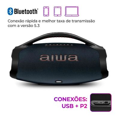 Caixa de Som 200 W RMS, IP66, Bluetooth, TWS AWS-BBS-01-LBL Aiwa Azul / Bivolt