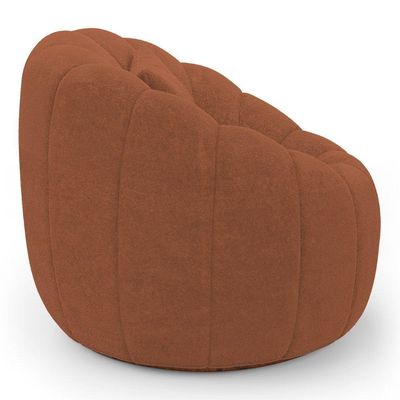 Poltrona Decorativa Concha Fixa Com Puff Estilo Abóbora Shell Bouclê Terracota - Desk Design