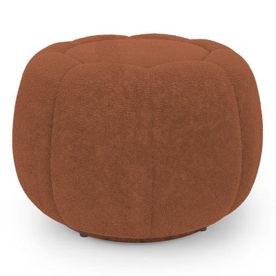 Poltrona Decorativa Concha Fixa Com Puff Estilo Abóbora Shell Bouclê Terracota - Desk Design