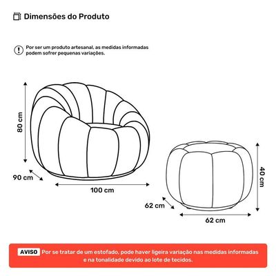 Poltrona Decorativa Concha Giratória Com Puff Estilo Abóbora Shell Bouclê Cinza Claro - Desk Design