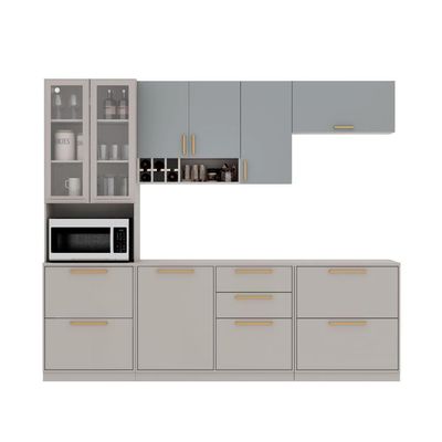 Cozinha Completa Itatiaia Essence 270cm Com Vidro Em Madeira Fendi-gris