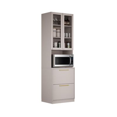Cozinha Completa Itatiaia Essence 270cm Com Vidro Em Madeira Fendi-gris