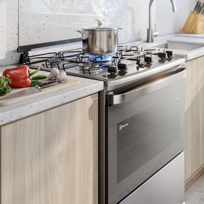 Fogão 5 bocas Electrolux Cinza Efficient Mesa Inox, PerfectCook e VaporBake® (FE5IG) Bivolt