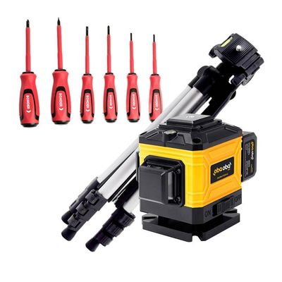 Kit Nível Laser Verde 3d 12 Linhas Tripé Ajustável E Chaves Fenda E Philips