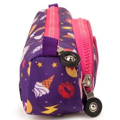 Estojo Escolar Feminino Carinhas Roxo U / Roxo