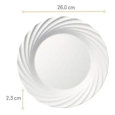 Conjunto 6 Pratos Duralex Jasmim Raso Almoço 26cm - Nadir