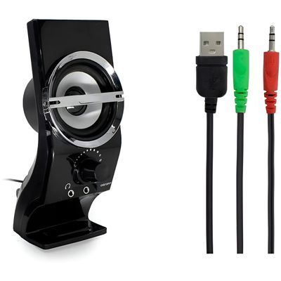 Caixa de Som Estéreo para PC e Notebook 6W – USB + P2, Som Nítido e Compacto Alto Falante Estéreo Computador Notebook