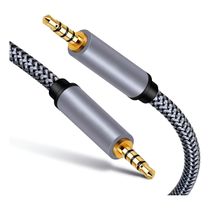 Cabo Auxiliar P2 Premium Trançado  Resistente com Pontas Banhadas a Ouro – 1 Metro