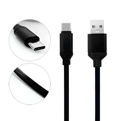 Cabo Carregador USB C Colorido Silicone Telefone Carregamento Cor:Preto