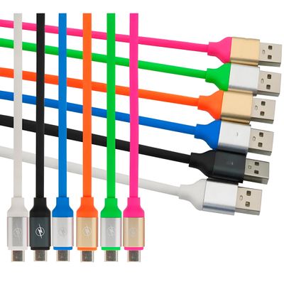 Cabo Carregador USB C Colorido Silicone Telefone Carregamento Cor:Preto