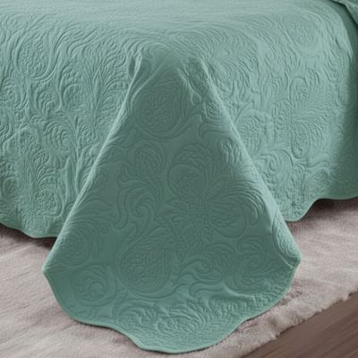Kit Cobre Leito Colcha Basic Queen 3 Peças Dupla Face Liso Classic - Verde Malva - 100% Poliéster