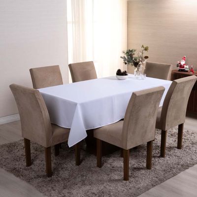 Toalha de Mesa Basic Lisa Oxford Decoração 1,45m x 1,40m para 4 Lugares - Branco