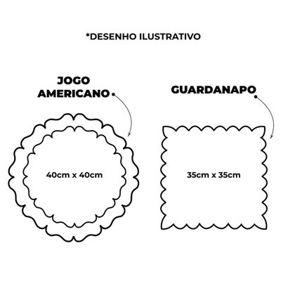 Kit 12 Jogos Americanos Guardanapos De Mesa Redondo Bordado Cerejeira - Branco