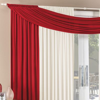 Cortina Alana 2,00m x 1,70m Vermelha Tecido Malha Para Sala ou Quarto