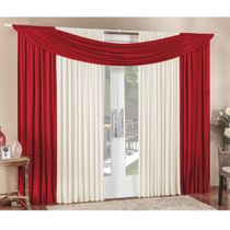 Cortina Alana 2,00m x 1,70m Vermelha Tecido Malha Para Sala ou Quarto