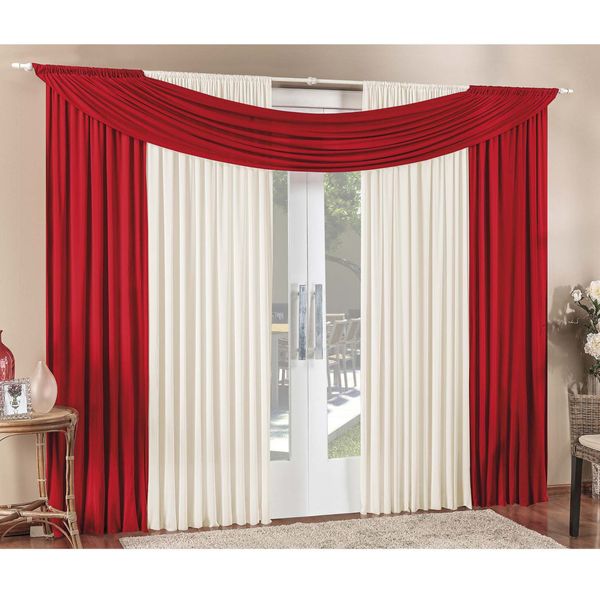 Cortina Alana 2,00m x 1,70m Vermelha Tecido Malha Para Sala ou Quarto