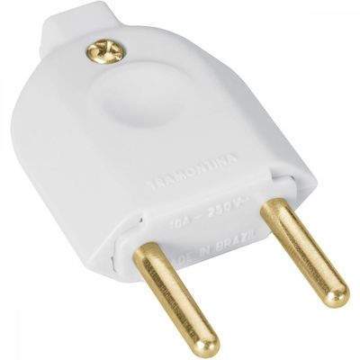 Plugue Macho 2P 10 A 250 V Tramontina Branco