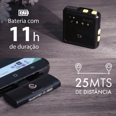 Microfone Lapela Wireless Sem fio Tipo C Ante-ruido XC-ML-06