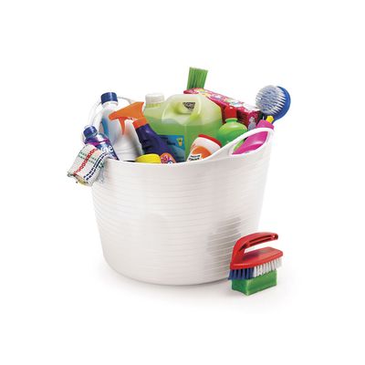 Balde Branco Multiuso Flexivel Cesto Organizador 25L e 30L