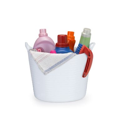 Balde Branco Multiuso Flexivel Cesto Organizador 25L e 30L