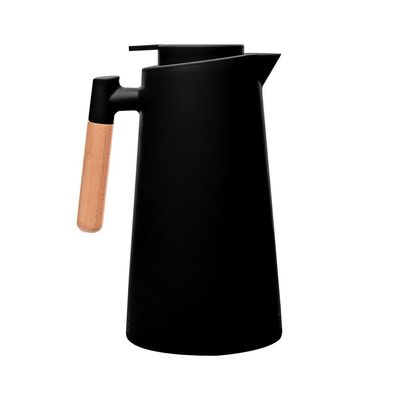 Garrafa Térmica Lyor Escandinávia 1L Preta Cabo de Madeira Design Moderno Preto