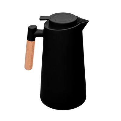 Garrafa Térmica Lyor Escandinávia 1L Preta Cabo de Madeira Design Moderno Preto