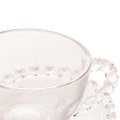 Xícara de Café com Pires Lyor Coração 80ml Cristal Design Romântico Transparente