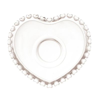 Xícara de Café com Pires Lyor Coração 80ml Cristal Design Romântico Transparente