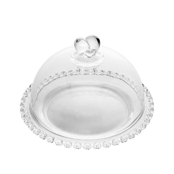 Queijeira de Cristal Lyor Coração com Tampa Decorativa 19,5cm x 13cm Design Romântico Transparente Transparente