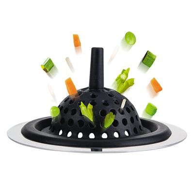 Ralo para Pia Euro Home em Silicone e Aço Inox - Preto