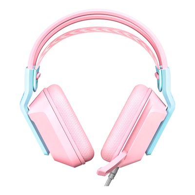 Fone de Ouvido Gamer Headset Profissional Rosa LED