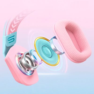 Fone de Ouvido Gamer Headset Profissional Rosa LED