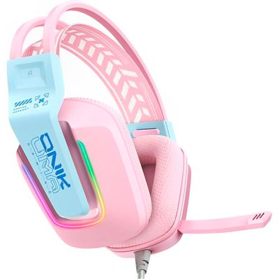 Fone de Ouvido Gamer Headset Profissional Rosa LED